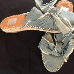 Denim slides with bow